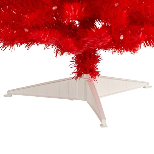 3ft. Pre-Lit Red Artificial Christmas Tree, Warm White LED Lights
